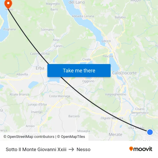 Sotto Il Monte Giovanni Xxiii to Nesso map