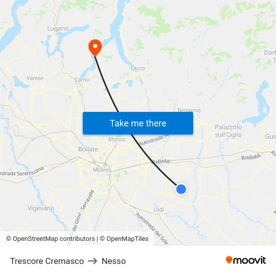 Trescore Cremasco to Nesso map