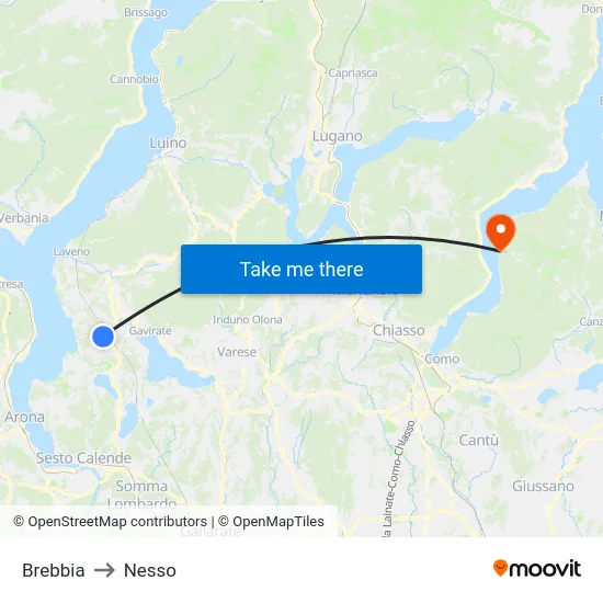 Brebbia to Nesso map