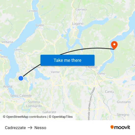 Cadrezzate to Nesso map