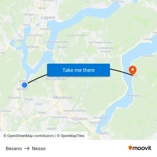 Besano to Nesso map
