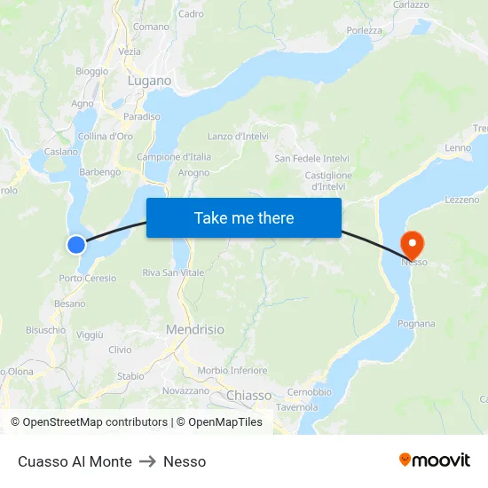 Cuasso Al Monte to Nesso map