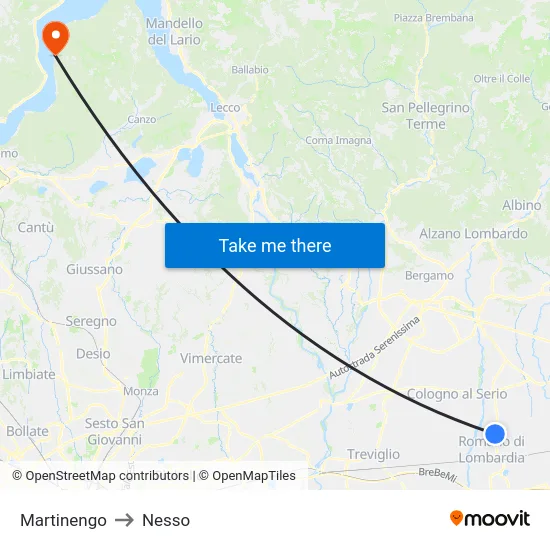 Martinengo to Nesso map