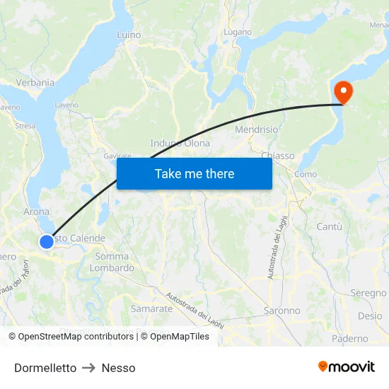 Dormelletto to Nesso map
