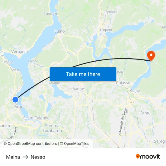 Meina to Nesso map