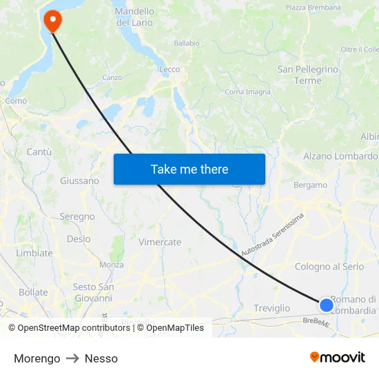 Morengo to Nesso map