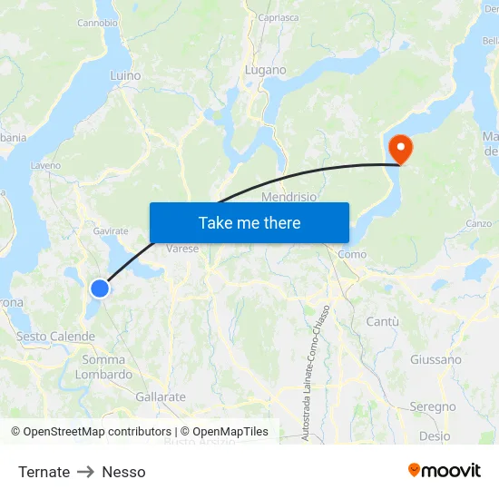Ternate to Nesso map