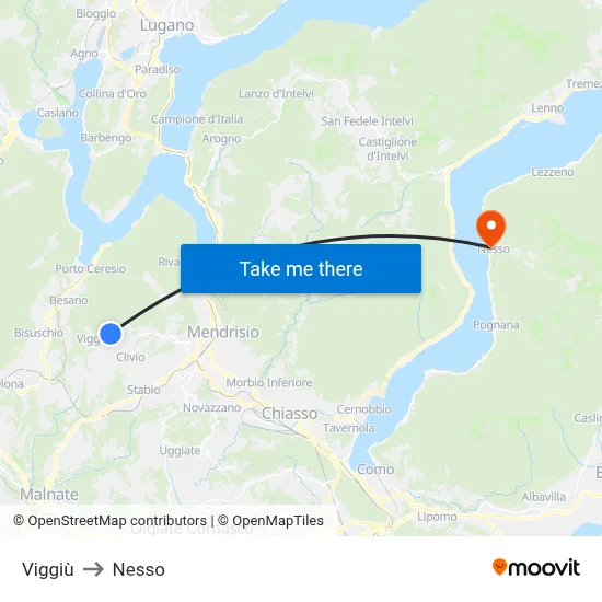 Viggiù to Nesso map