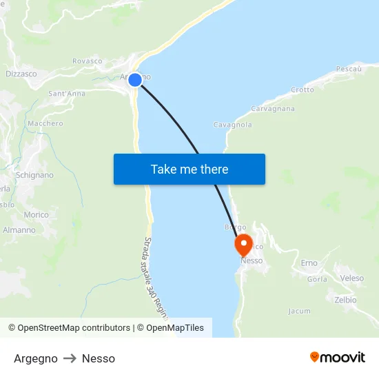 Argegno to Nesso map