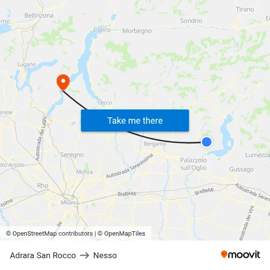 Adrara San Rocco to Nesso map