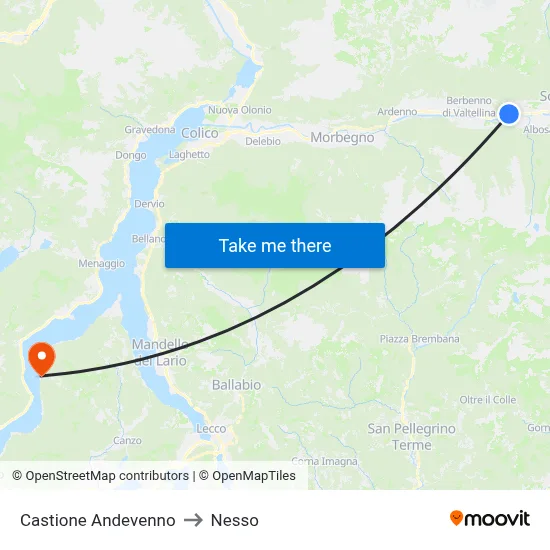 Castione Andevenno to Nesso map