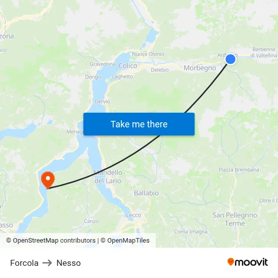 Forcola to Nesso map