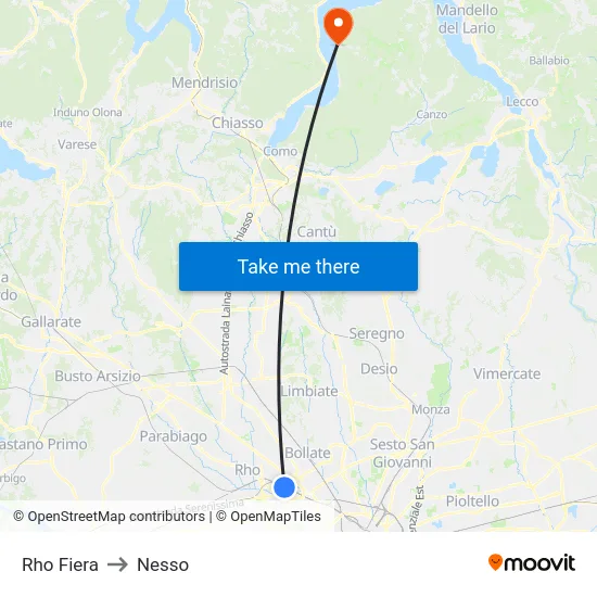 Rho Fiera to Nesso map