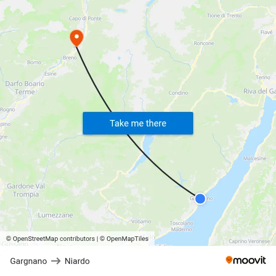 Gargnano to Niardo map