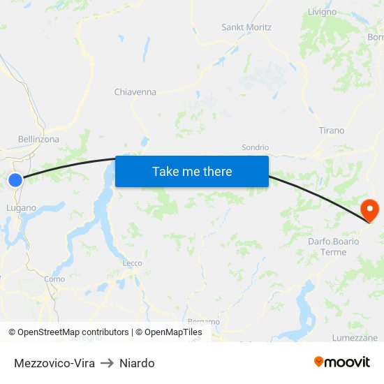 Mezzovico-Vira to Niardo map