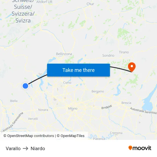 Varallo to Niardo map