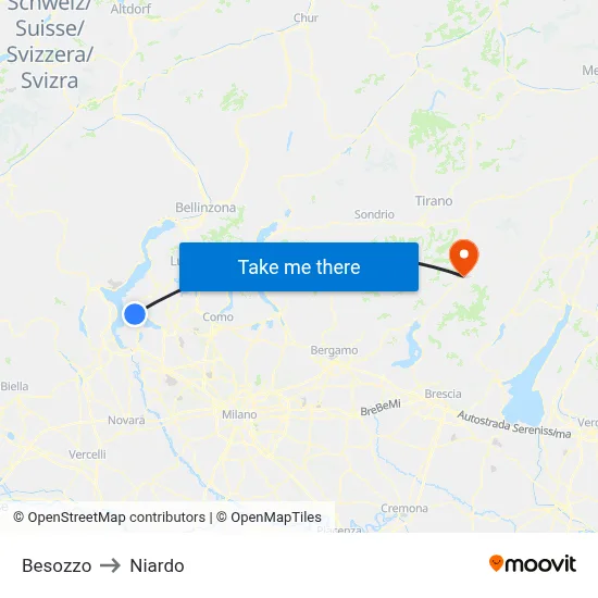 Besozzo to Niardo map