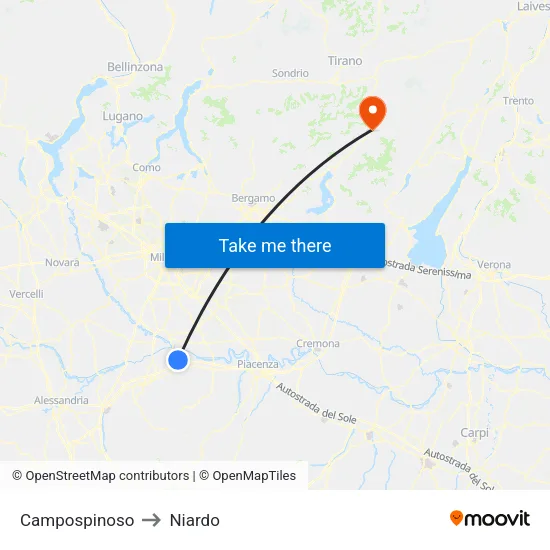 Campospinoso to Niardo map