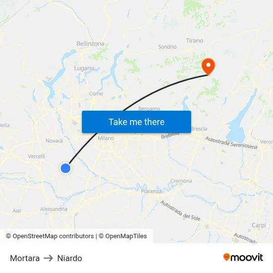 Mortara to Niardo map