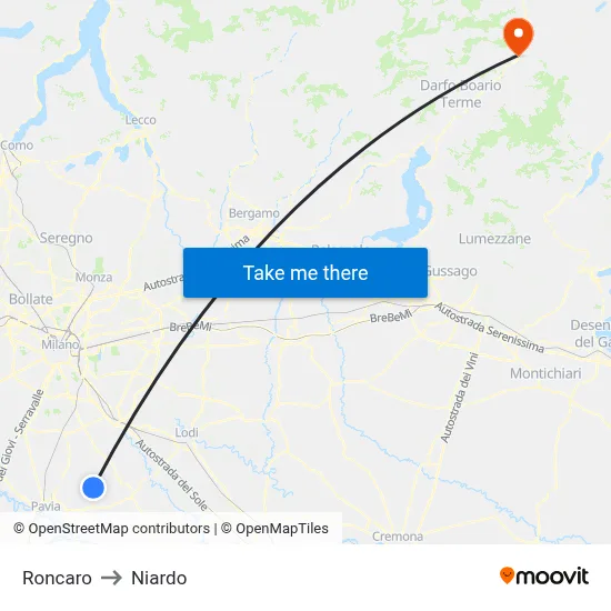 Roncaro to Niardo map