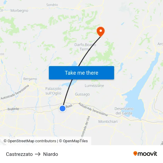Castrezzato to Niardo map
