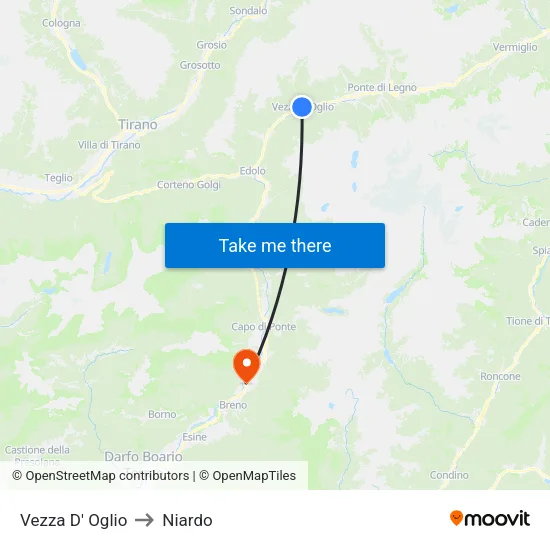 Vezza D' Oglio to Niardo map