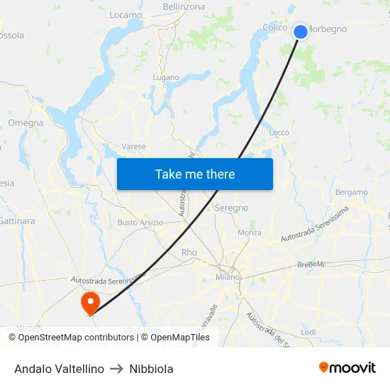 Andalo Valtellino to Nibbiola map