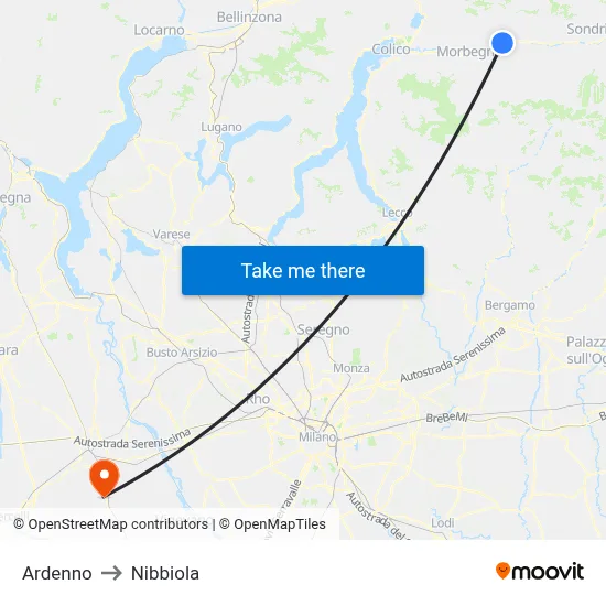 Ardenno to Nibbiola map