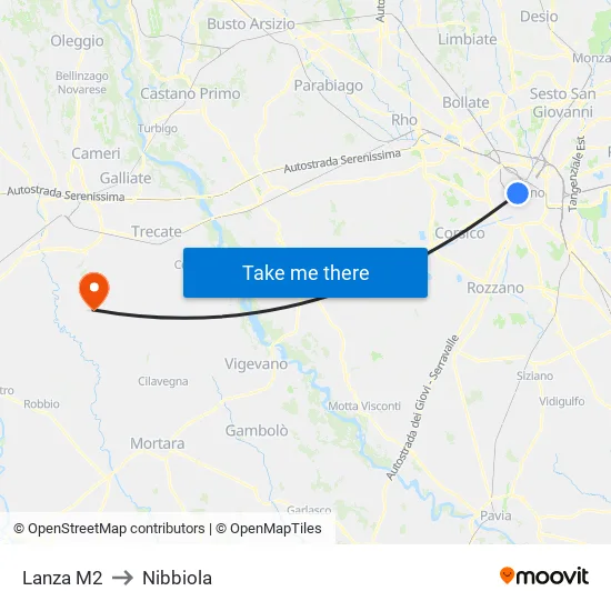 Lanza M2 to Nibbiola map