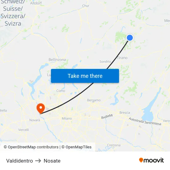 Valdidentro to Nosate map