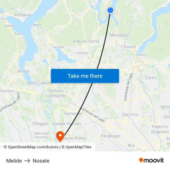 Melide to Nosate map