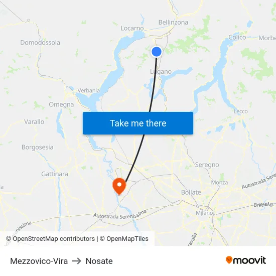 Mezzovico-Vira to Nosate map