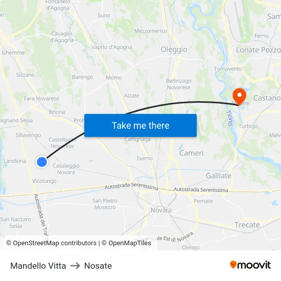 Mandello Vitta to Nosate map