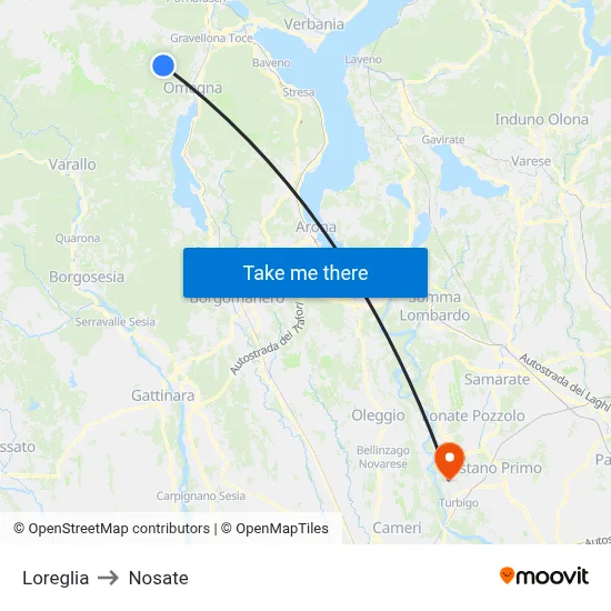 Loreglia to Nosate map