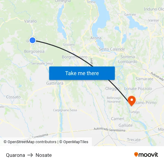 Quarona to Nosate map