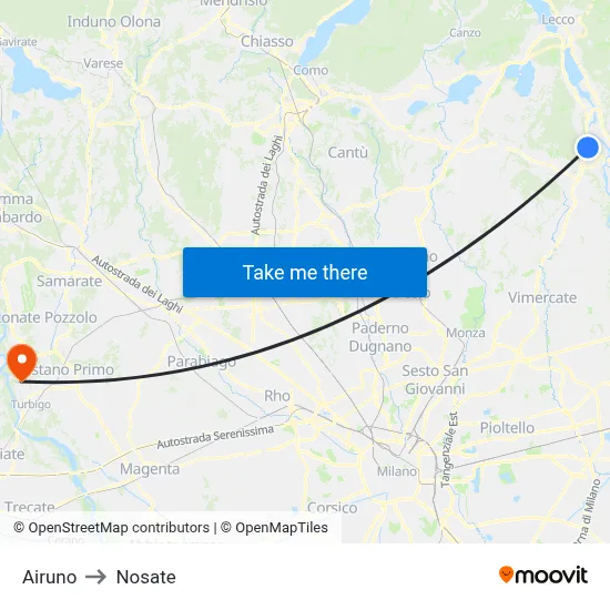 Airuno to Nosate map