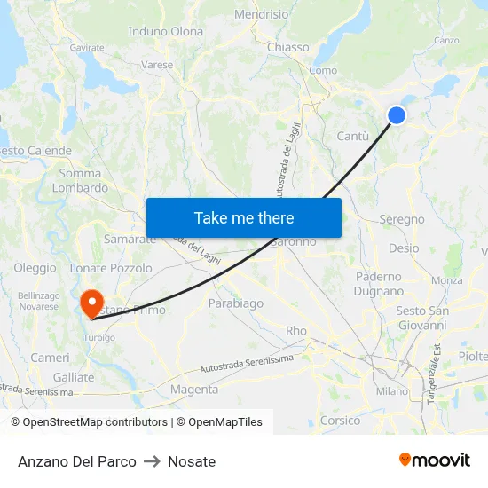 Anzano Del Parco to Nosate map