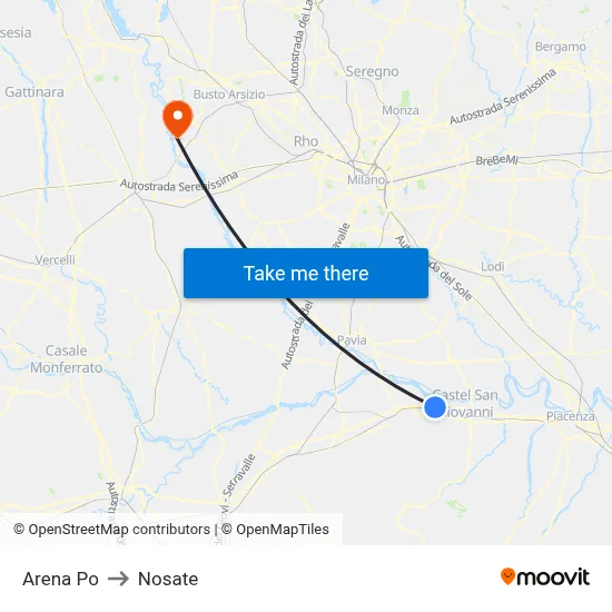 Arena Po to Nosate map