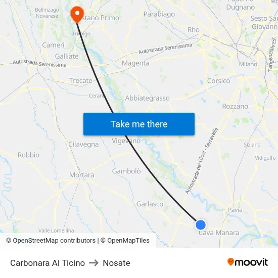 Carbonara Al Ticino to Nosate map