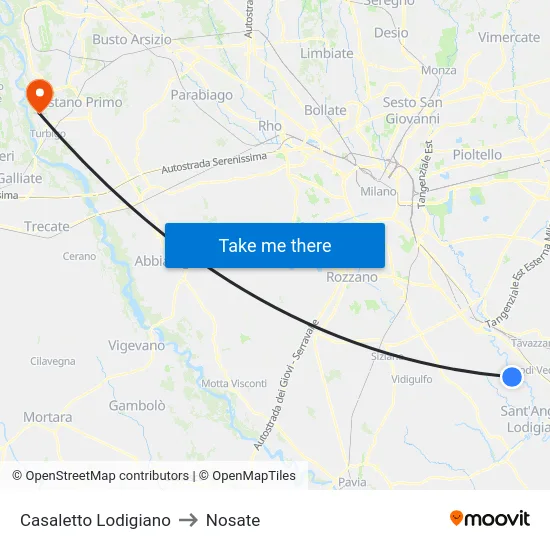 Casaletto Lodigiano to Nosate map