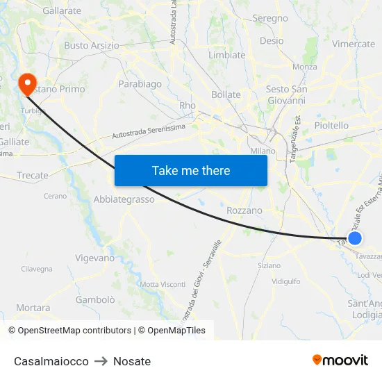 Casalmaiocco to Nosate map