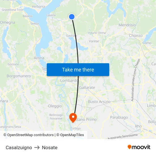 Casalzuigno to Nosate map
