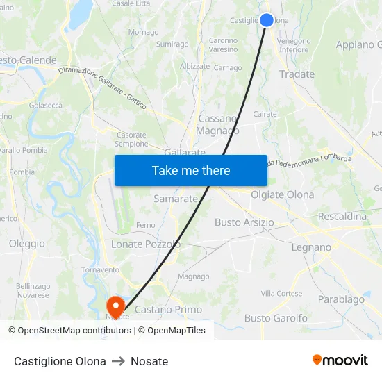 Castiglione Olona to Nosate map