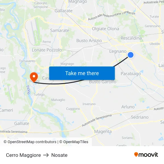 Cerro Maggiore to Nosate map