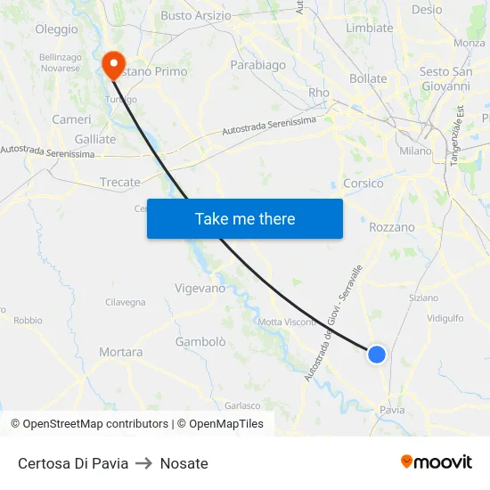 Certosa Di Pavia to Nosate map