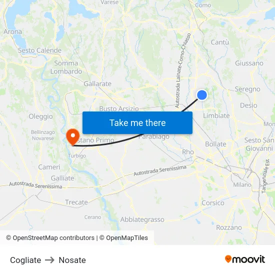 Cogliate to Nosate map