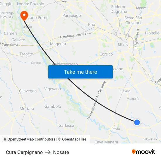 Cura Carpignano to Nosate map