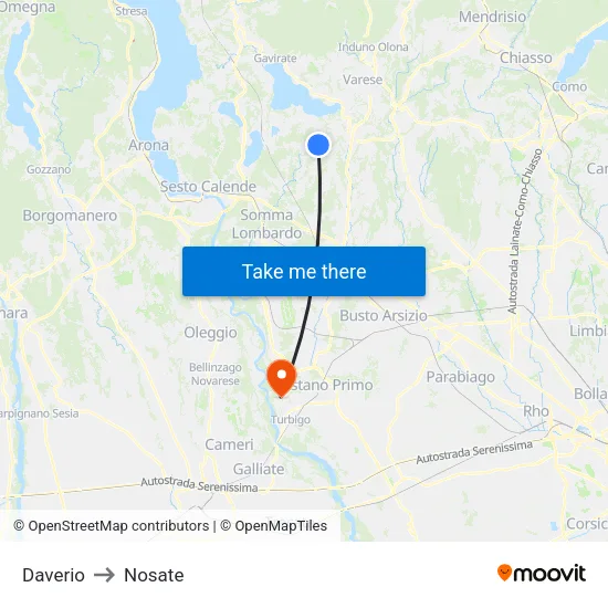 Daverio to Nosate map