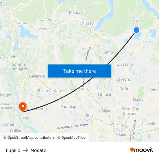 Eupilio to Nosate map