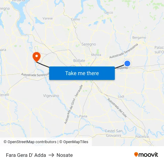 Fara Gera D' Adda to Nosate map